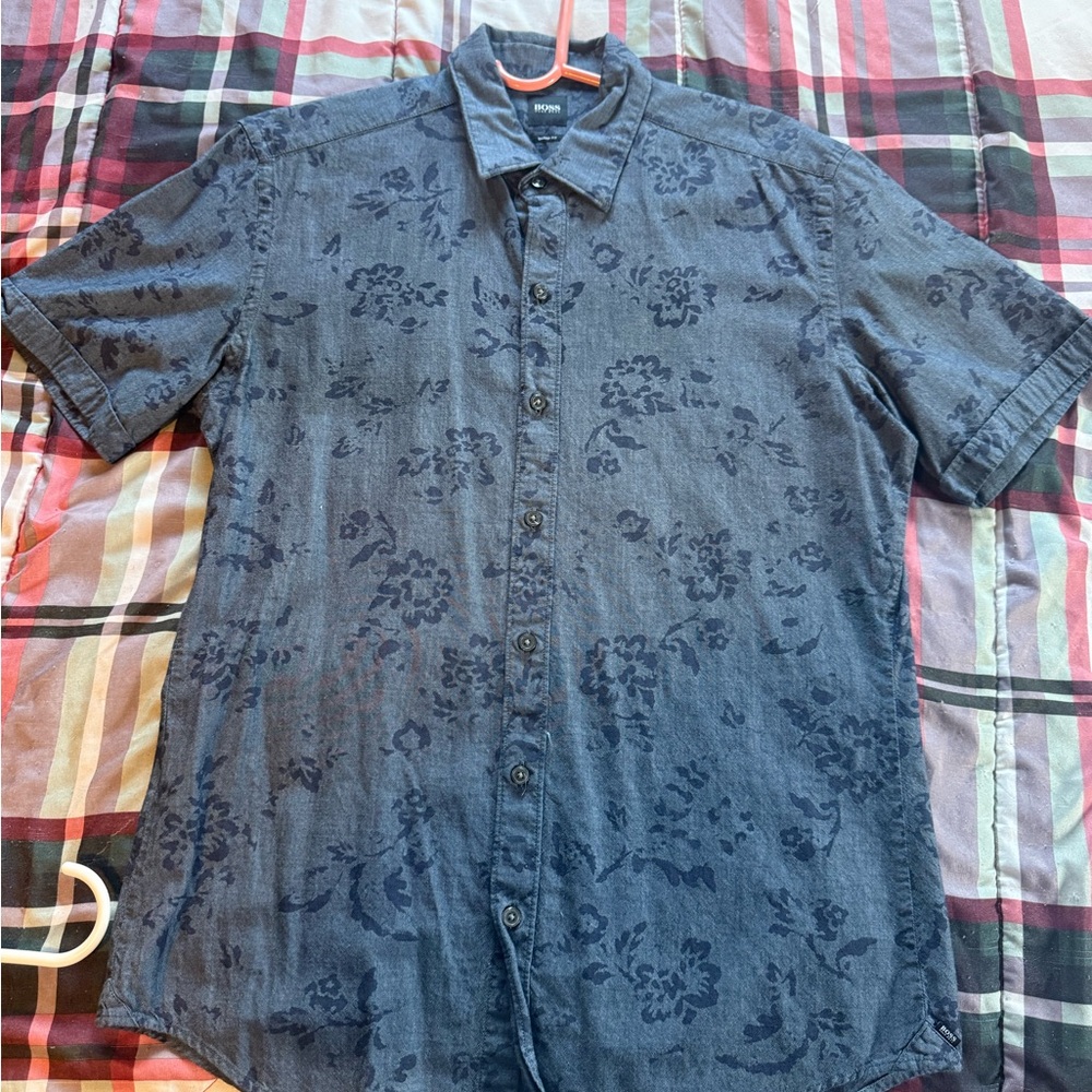 Boss Dark Blue Floral Casual Shirt